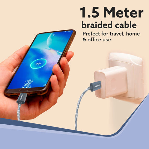 Type C to Type C Cable, 60W, 4A, Supports PD, Nylon Braided Fast Charging Cable Compatible With Type C Devices Including Android Phone, iPhone, Laptop & MacBook, 1.5M, 480 Mbps Data Transmission