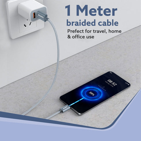 Type C to Type C Cable, 100W, 5A, Supports PD, Nylon Braided Fast Charging Cable, Compatible With Type C Devices Including Android Phone, iPhone, Laptop & MacBook, 1M, 480 Mbps Data Transmission