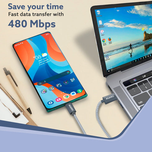 Type C to Type C Cable, 100W, 5A, Supports PD, Nylon Braided Fast Charging Cable, Compatible With Type C Devices Including Android Phone, iPhone, Laptop & MacBook, 1M, 480 Mbps Data Transmission