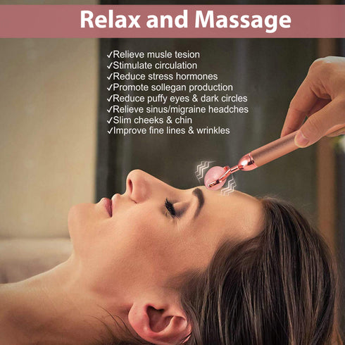 Rose Quartz Face Roller, Rose Gold