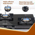 Elite 3 Burners Gas Stove, Toughened Glass Top, Brass Burners, 1 Small, 1 Medium & 1 Big Size Burner, Spill Proof Removable Drip Tray, Manual Ignition, Kitchen Use, Regular Cooking Use, Black