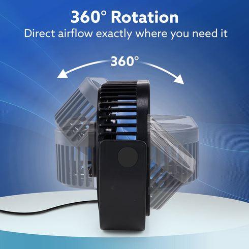 Signify USB Desk Twin Fan, Portable Dual Table Cooling Fan with 5 Blades & 3 Speed Option, USB Powered, Dual Mode, Ultra Quiet, Aromatherapy, Rotatable Table Desk Fan for Home, Office, Black