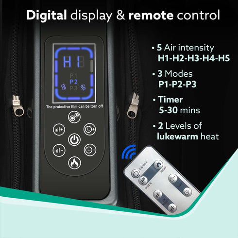 Royal Air Compression Foot Massager, Shiatsu Foot Massager, Kneading & Rolling Function, Lukewarm Heat, For Pain Relief, Muscle Relaxation & Improving Blood Circulation, Includes Remote Control