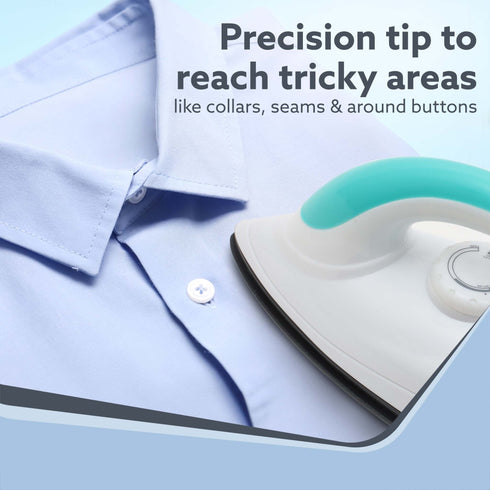 Grand Electric Dry Iron, 1000W, Non- Stick Coated Sole Plate, Fast Heating, Removes Wrinkle, Creases, Green & White