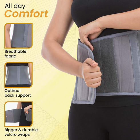Abdominal Belt, ideal for Slimming Waist, Lower Back Pain Relief, after delivery for Tummy Reduction, Breathable Belt For Men And Women, Medium, Grey