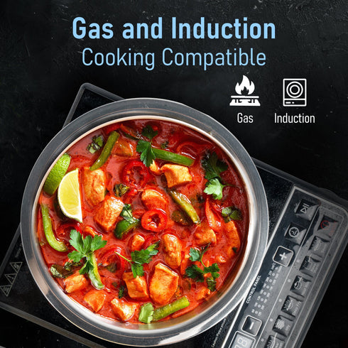 Regency Triply Tope 4.5L with Stainless Steel Lid, 2.5mm Thick Body, Rivetted Handle, Induction & Gas Compatible, Patila, Bhagona, Tapeli, 3 Layered Kitchen Induction Cookware, 24 Cm, Silver