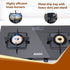 Regency 2 Burners Gas Stove, Toughened Glass Top, Brass Burners, 1 Small & 1 Medium Size Burner, Spill Proof Removable Drip Tray Manual Ignition, Kitchen Use, Regular Cooking Use, Black