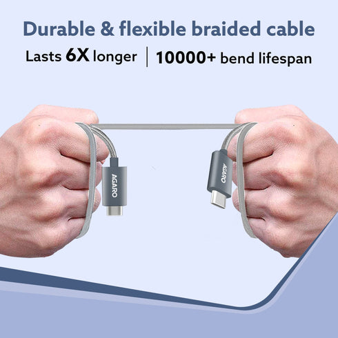 Type C to Type C Cable, 100W, 5A, Supports PD, Nylon Braided Fast Charging Cable, Compatible With Type C Devices Including Android Phone, iPhone, Laptop & MacBook, 1M, 480 Mbps Data Transmission