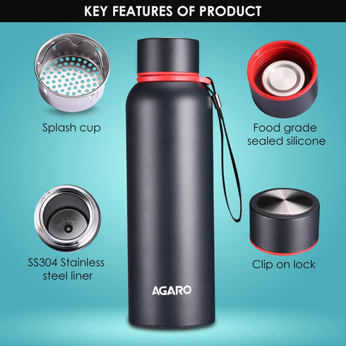 Elegant Vacuum Flask 700ml Gun Black