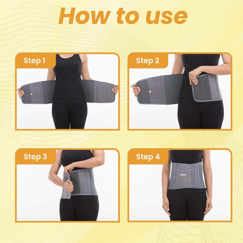Abdominal Belt, ideal for Slimming Waist, Lower Back Pain Relief, after delivery for Tummy Reduction, Breathable Belt For Men And Women, Medium, Grey