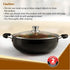 Elite Hard Anodised Kadhai With Glass Lid, 3.85L Capacity, 28 cm Diameter, Gas Oven Compatible, Riveted handle, 3mm thick plate, Cooking, Frying, Serving, Black