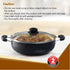 Elegant Non Stick Kadai with Glass Lid, 2.5L Capacity, 24 cm Diameter, Induction & Gas Oven Friendly, 3mm Thick, Riveted Cool Touch Handle, Granite Finish, PFOA Free, Cooking, Frying, Serving, cookware, Black