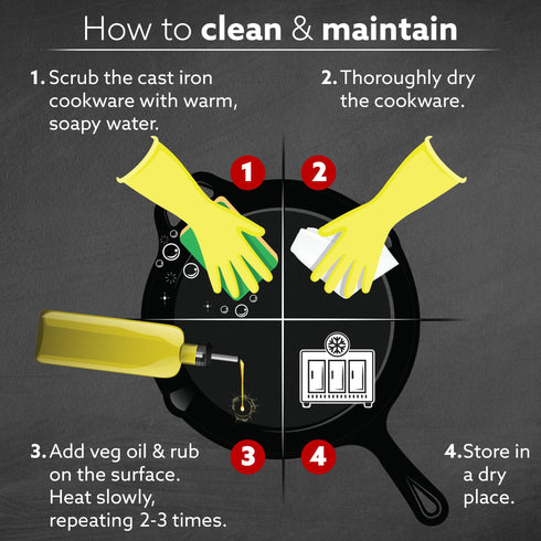 Royal Pre Seasoned Cast Iron Tawa, 28 Cm Diameter, No Chemical Coating, Long Rigid Handle, Fast Heating, Heavy Weight, Gas & Induction Oven Compatible, Roti, Omlette Maker, Black