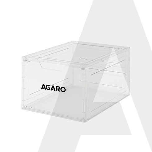 Stackable Shoe Storage Box Organizer | Heavy Duty, Transparent, Plastic Sneaker Crates Container with Magnetic Door |Space Saving|Organizer for Men & Women| Fits up to Size UK 12