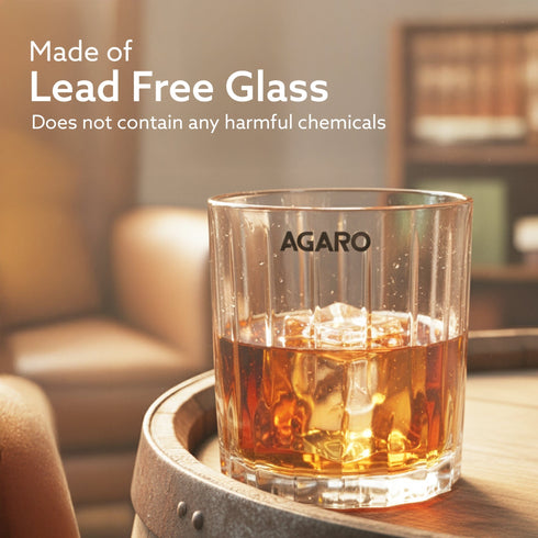 Elegant Whiskey Glass, Set of 6, 325ML, Vertical Stripe Cut Design, Crystal Clear Tumbler Set, Home, Bar Drinking Glass Set for Scotch, Whisky, Bourbon, Liquor, Wine, Cocktail Drinks, Gifting