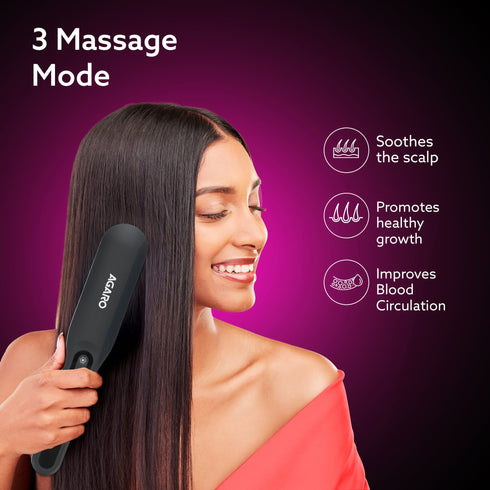 Rechargeable LED Hair Therapy Comb – Red & Blue Light with Vibration Massage | Boosts Growth, Reduces Hair Fall & Revives Scalp Health | Upto 120 Min Runtime, Unisex, Grey