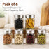 Elegant Cube Jar 310 ml, Square Shaped, Transparent Lid With Steel Finish, Storage Glass Container, Transparent, Kitchen Organiser, Multipurpose Jar, Pack of 6