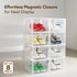 Stackable Shoe Storage Box Organizer | Heavy Duty, Transparent, Plastic Sneaker Crates Container with Magnetic Door |Space Saving|Organizer for Men & Women| Fits up to Size UK 12