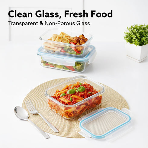 Elite Glass Container, 3 pcs Set - 370, 640,1040 ml