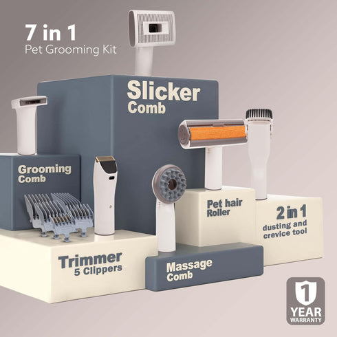 Supreme Pet Grooming Kit & Vacuum Suction, Picks up 99% Pet Hair, Dry Vacuuming, 3 Suction Modes Up to 10 kPa, 350W, Multi Grooming Tools, 2.5L Bin, For Pet hair cleaning, Home Cleaning, White