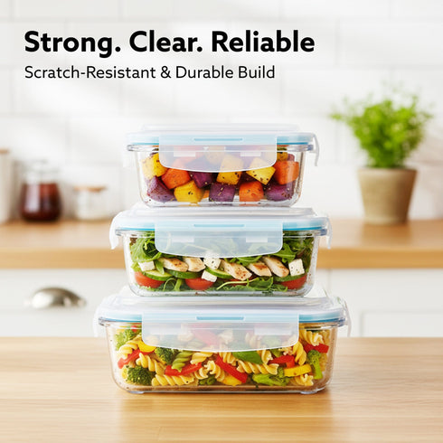 Elite Glass Container, 3 pcs Set - 370, 640,1040 ml