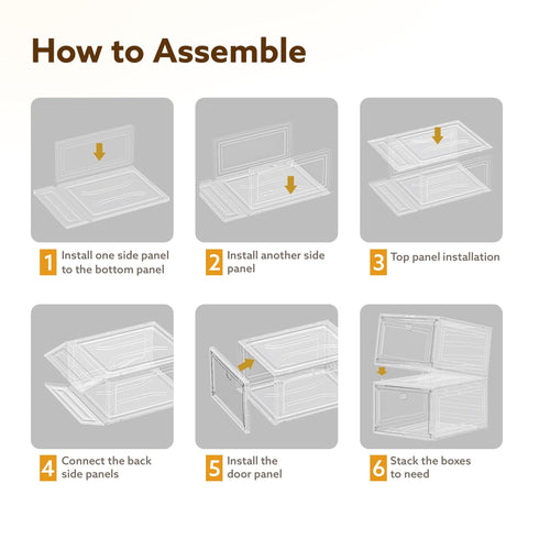 Stackable Shoe Storage Box Organizer | Heavy Duty, Transparent, Plastic Sneaker Crates Container with Magnetic Door |Space Saving|Organizer for Men & Women| Fits up to Size UK 12