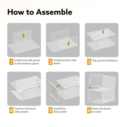 Stackable Shoe Storage Box Organizer | Heavy Duty, Transparent, Plastic Sneaker Crates Container with Magnetic Door |Space Saving|Organizer for Men & Women| Fits up to Size UK 12