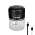 Elite Rechargeable Mini Electric Chopper, Food Grade Bowl, Stainless Steel Blades, Rechargeable, One Touch Operation, for Chopping Garlic, Ginger, Onion, Vegetable, Nuts, 250 Ml, Black