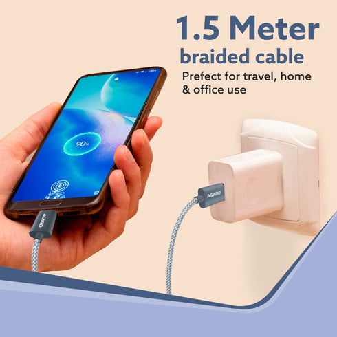 Type C to Type C Fast Charging Cable compatible with Android devices, iPhone15, Power Bank, 5A, 100W, Supports PD, 480 Mbps Data Transmission, Braided, 1.5 Meter, Black