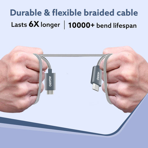 Type C to Type C Fast Charging Cable compatible with Android devices, iPhone15, Power Bank, 5A, 100W, Supports PD, 480 Mbps Data Transmission, Braided, 1.5 Meter, Black