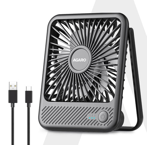 Primo Rechargeable Portable Desk Fan, Mini Fan with USB Type-C, 3 Speeds, Foldable Adjustable Stand, Long-Lasting Battery, Quiet Personal Cooling for Home, Office & Travel