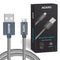 Micro Usb Charging & Data Tough Nylon Braided Cable For Android Smartphones 1.0 Meters, Grey, 1M