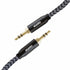 3.5mm Audio Cable Nylon Braided 24K Gold Plated Aux Cord Male to Male Stereo Hi-Fi Sound for Headphone, Car, Home Stereos, Speakers & More 1M/ 100CM/ 3.2 Ft, Silver & Black