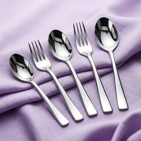 Elite 40-Piece Gold Stainless Steel Cutlery Set, Mirror Finish, Food Grade & Rust Resistant, Includes 8 Tea Spoons, 8 Dessert Spoons, 8 Dessert Forks, 8 Dinner Spoons & 8 Dinner Forks