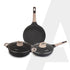 Imperial Granite Non Stick Cookware Set , 3pcs Cookware Set, 24cm Frying Pan with Glass Lid, 28cm Dosa Tawa, 28cm Kadhai with Glass Lid, Cast Aluminium Body, Gas & Induction Compatible, Dark Grey