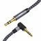 3.5mm Audio Cable Stereo Aux 90 Degree Right Angle Aux Cable 24K Gold Plated Male to Male Hi-Fi Sound for Car, Home Stereos, Speakers & More 1M/ 100CM/ 3.2 Ft, Silver & Black