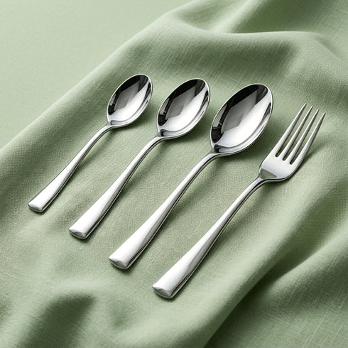 Elite 24 Pieces Stainless Steel Cutlery Set for Dining Table, Silver Mirror Finish Spoon & Fork Set, 6 Tea Spoons, 6 Dinner Spoons, 6 Dinner Forks & 6 Dessert Spoons, Food Grade, Dishwasher Safe