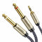 3.5 mm 1/8 TRS to Dual 6.35 mm 1/4 TS Mono Breakout Cable Y Spitter Stereo Cord Adapter Compatible, 2 meters, grey