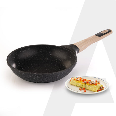 Imperial Granite Non Stick Fry Pan , 1.1L / 20cm, Cast Aluminium Body, Omlette Egg Pan, Fish Fry Pan, Gas & Induction Compatible, Dark Grey