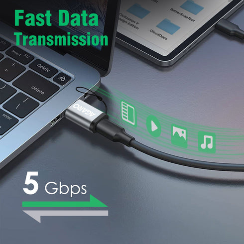 USB 3.0 Type C Female to USB Male OTG Adapter, 5 Gbps High-Speed Data Transfer, Compatible with Laptops, Tablets, Smartphone, Chargers and More Devices with Standard USB A Interface