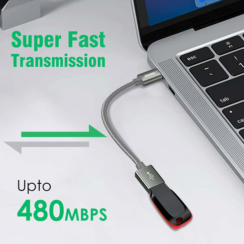 USB Type C to USB 3.0 OTG Cable, Adapter, Connector, Fast Charging, Data Transfer Speed Up to 10 GBPS, Compatible with Laptops, Tablets, Smartphone and Chargers