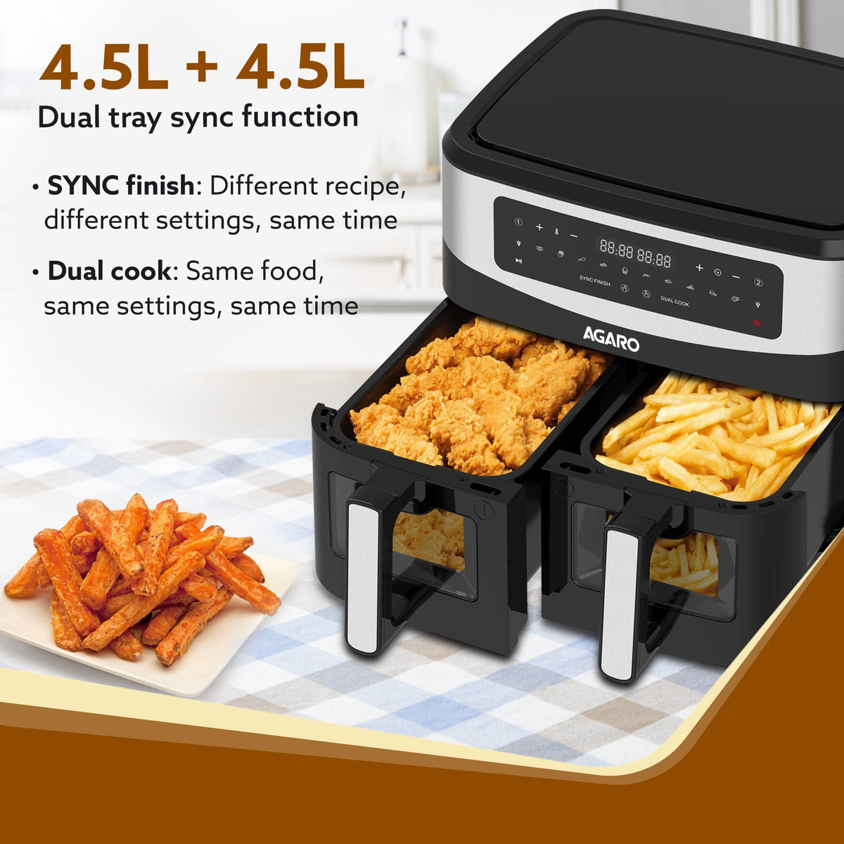 Imperial Dual Basket Digital Air Fryer, Black AGARO – Agaro