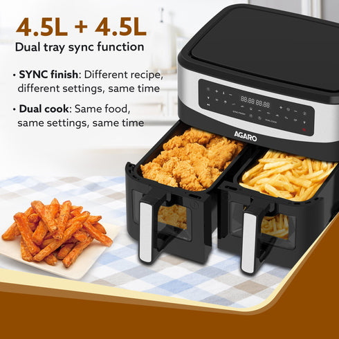 Imperial Dual Basket Digital Air Fryer, Independent 4.5L Basket, Black