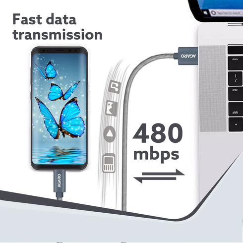 Micro Usb Charging & Data Tough Nylon Braided Cable For Android Smartphones 1.0 Meters, Grey, 1M