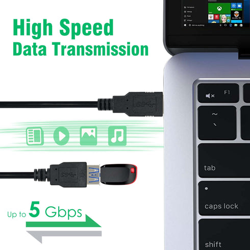 USB Extender, USB 3.0 Extension Cable Male to Female USB Cable High-Speed 5GBps Data Transfer Compatible with Webcam, Gamepad, Keyboard, Mouse, Hard Drive, Xbox, Laptop/PC/Mac/Printer, 1 Meter