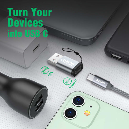 USB 3.0 Type C Female to USB Male OTG Adapter, 5 Gbps High-Speed Data Transfer, Compatible with Laptops, Tablets, Smartphone, Chargers and More Devices with Standard USB A Interface