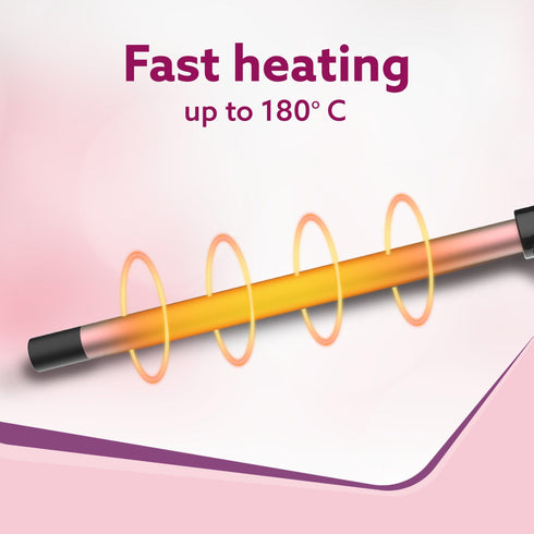 Round Chopstick Curler, With 10 MM Barrel, Rod, Tong, Chopstick Round Hair Curler, Ceramic Coated Plates, Cool Touch Tip, Fast Heating, For Men Women, Maggie Curl, Styling (HC7017, Rose Gold & Black)