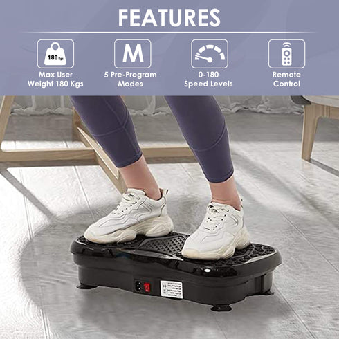 Legs of female squatting on Agaro vibration plate massager