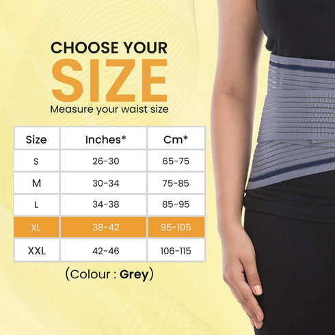 Lumbo Sacral Belt With Double Strapping, Back Support For the Lumbar Spine, Pain Relief, Back Brace for Men and Women, XL, Grey