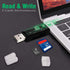 SD Card Reader, Micro SD/TF Compact Flash Card Reader, Portable Memory Card Reader with 3-in-1 USB Type C/Micro USB Male Adapter, Suitable for & PC, Laptop, Smart Phone and Tablet